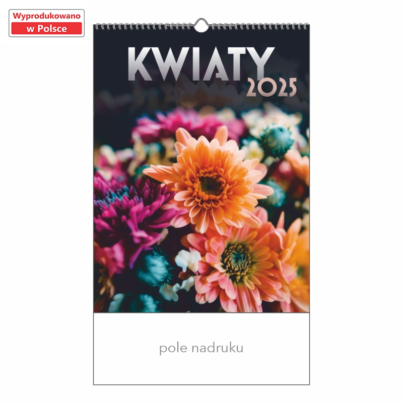 Kalendarz 13-planszowy - Kwiaty z nadrukiem