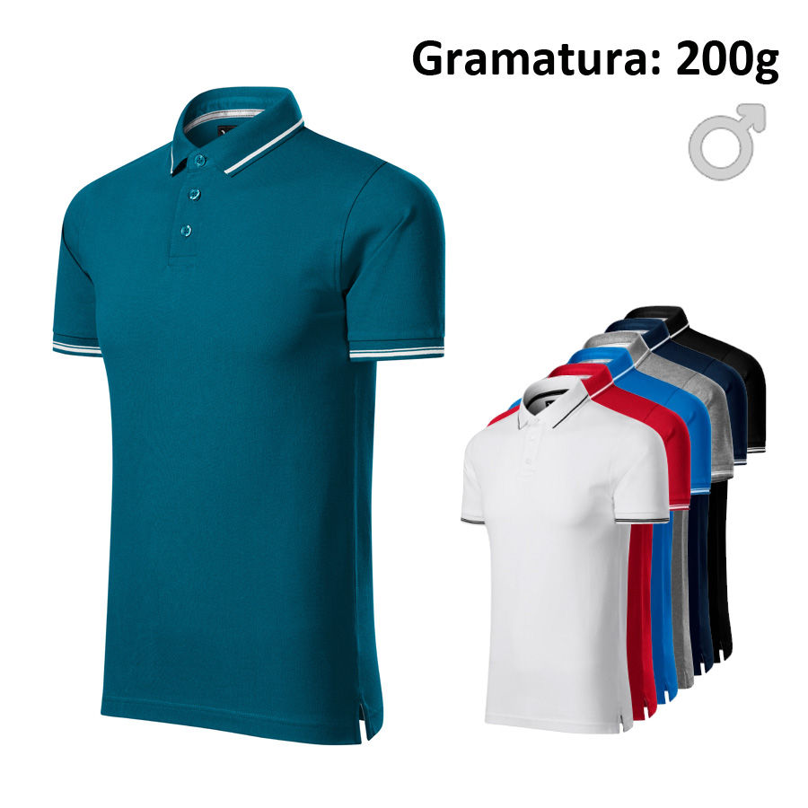 Koszulka polo męska PERFECTION PLAIN 251 z nadrukiem logo