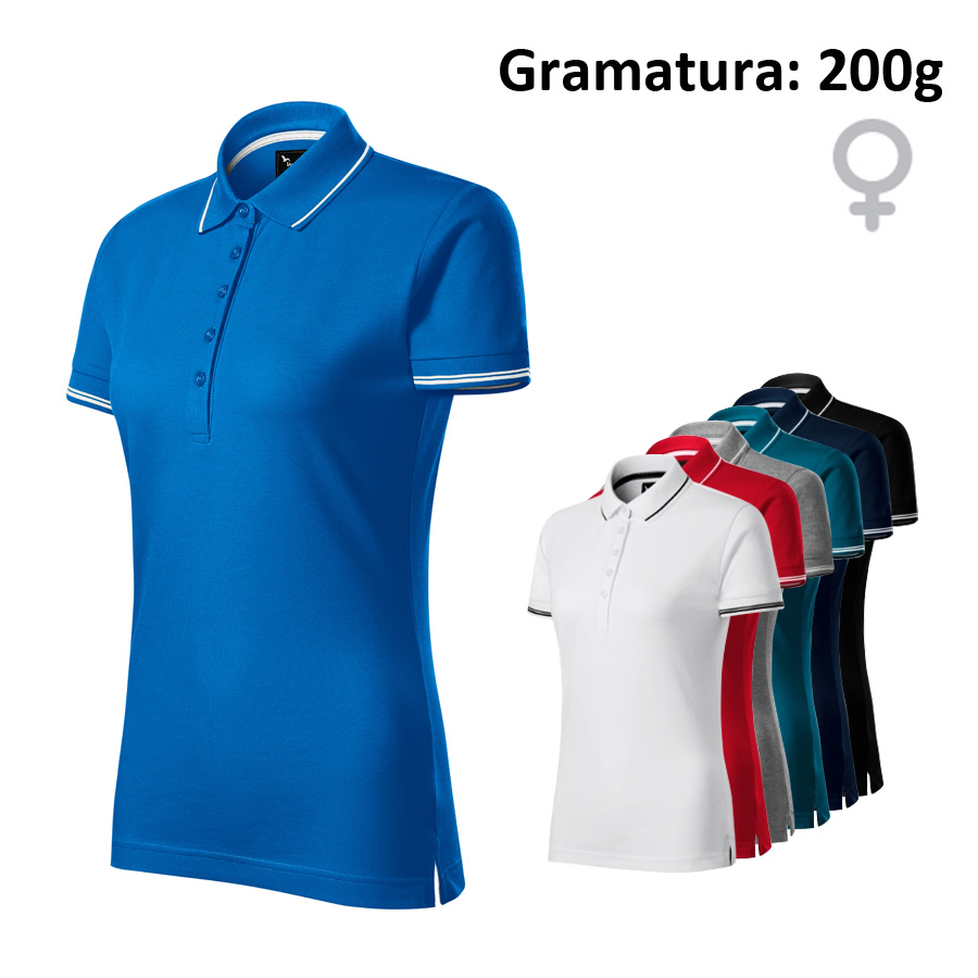 Koszulka polo damska PERFECTION PLAIN 253 z nadrukiem logo