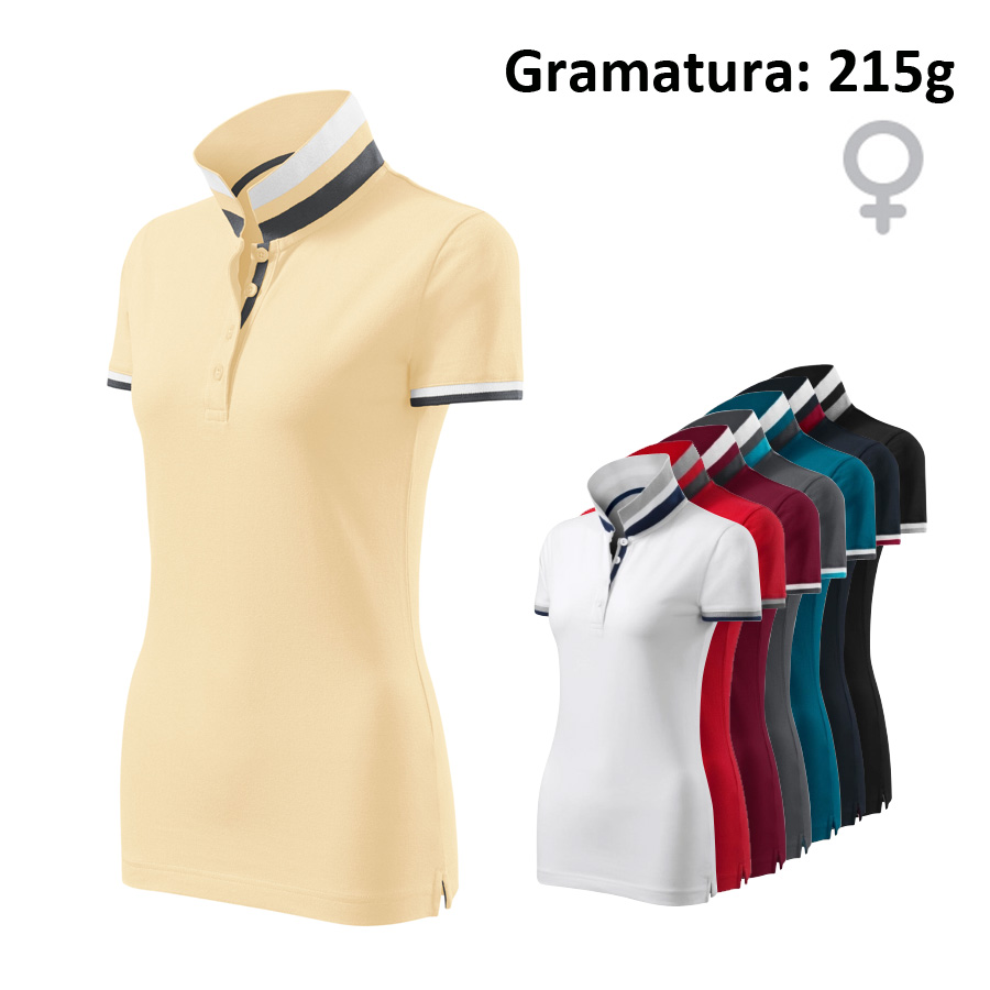 Koszulka polo damska COLLAR UP 257 z nadrukiem logo