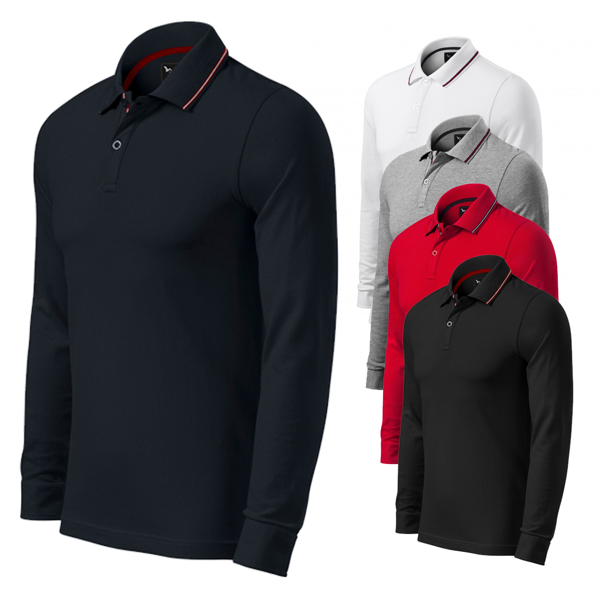 Koszulka polo męska CONTRAST STRIPE LS 258