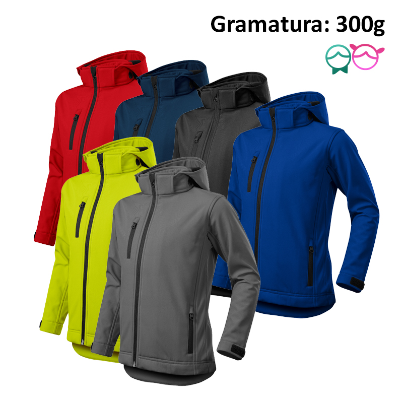 Softshell kurtka dziecięca PERFORMANCE 535 z nadrukiem logo