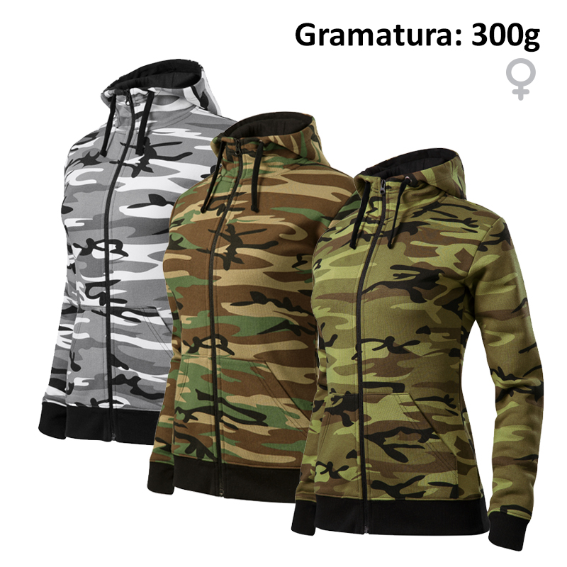 Bluza damska CAMO ZIPPER C20 z nadrukiem logo