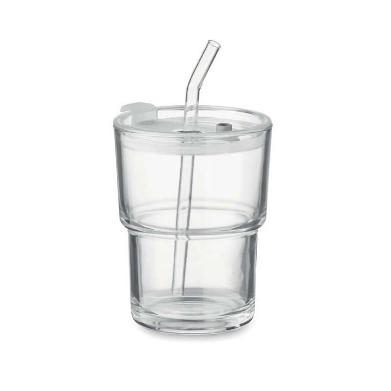 Szklany kubek ze słomką 400ml MO2502