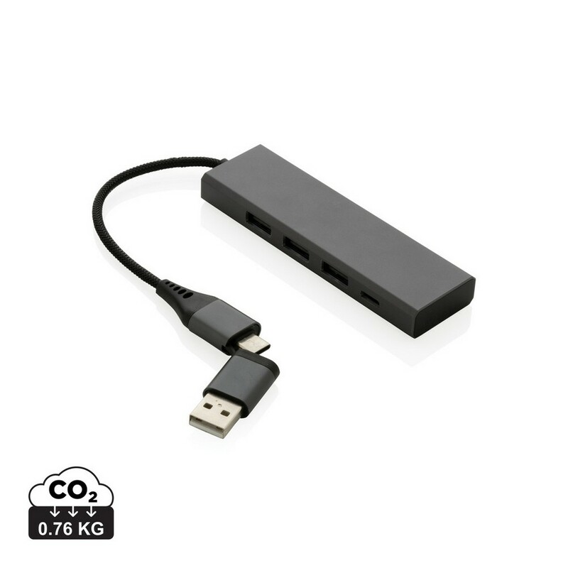 Hub USB 2.0 z USB C, aluminium z recyklingu P308.682