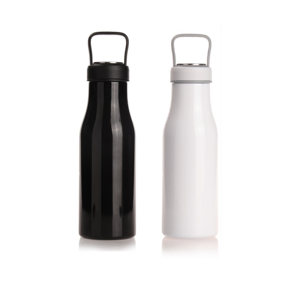 Butelka termiczna 475 ml Air Gifts z uchwytem i metalowym ringiem na spodzie, pojemnik w zakrętce V0850