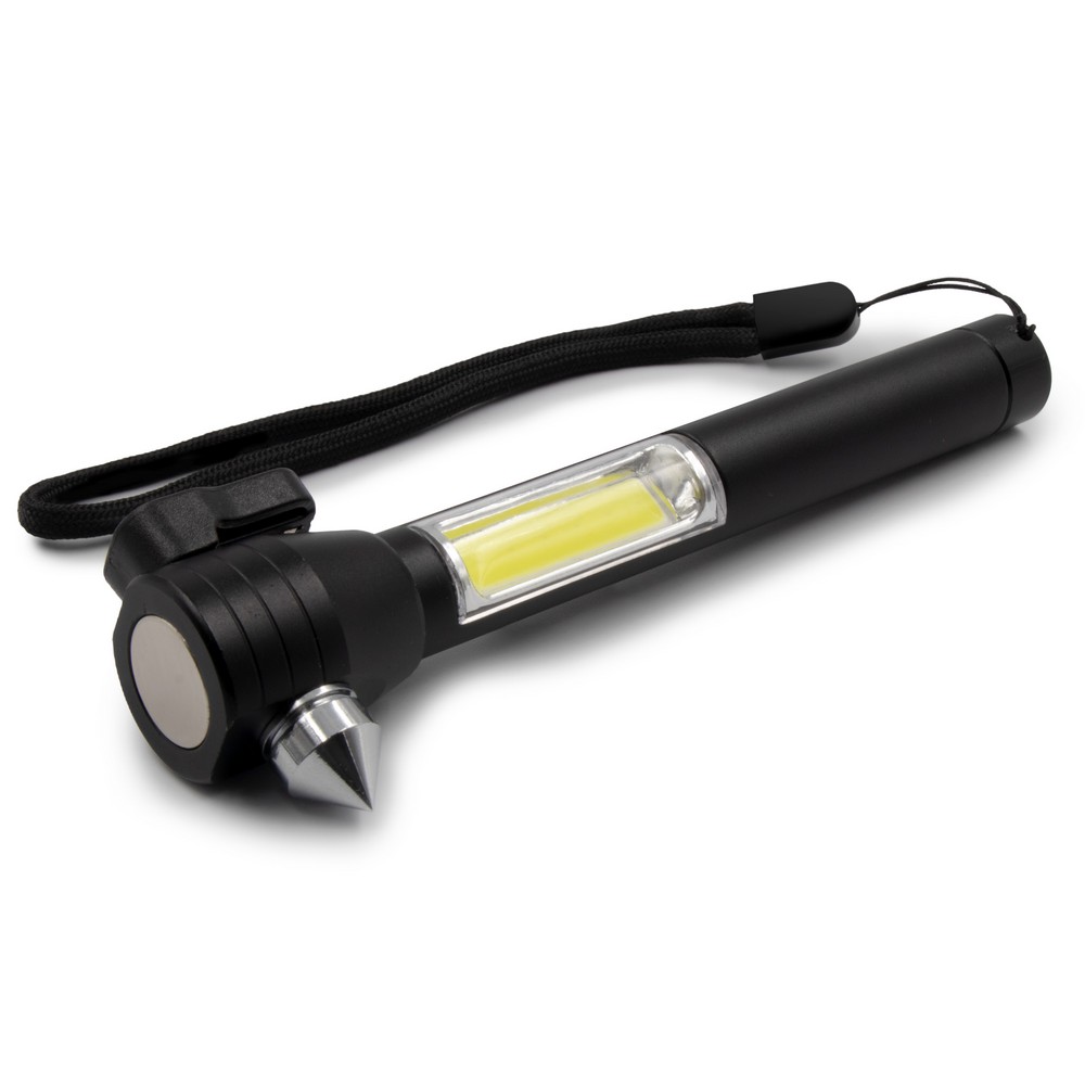 Latarka bezpieczeństwa 1 LED COB, przecinak do pasów, młotek bezpieczeństwa Flint V0925