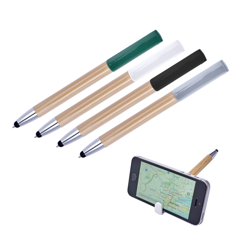 Bambusowy długopis, touch pen, stojak na telefon V1929