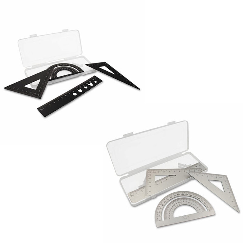 Zestaw szkolny, linijki, 2 ekierki i kątomierz Kaulana VA054