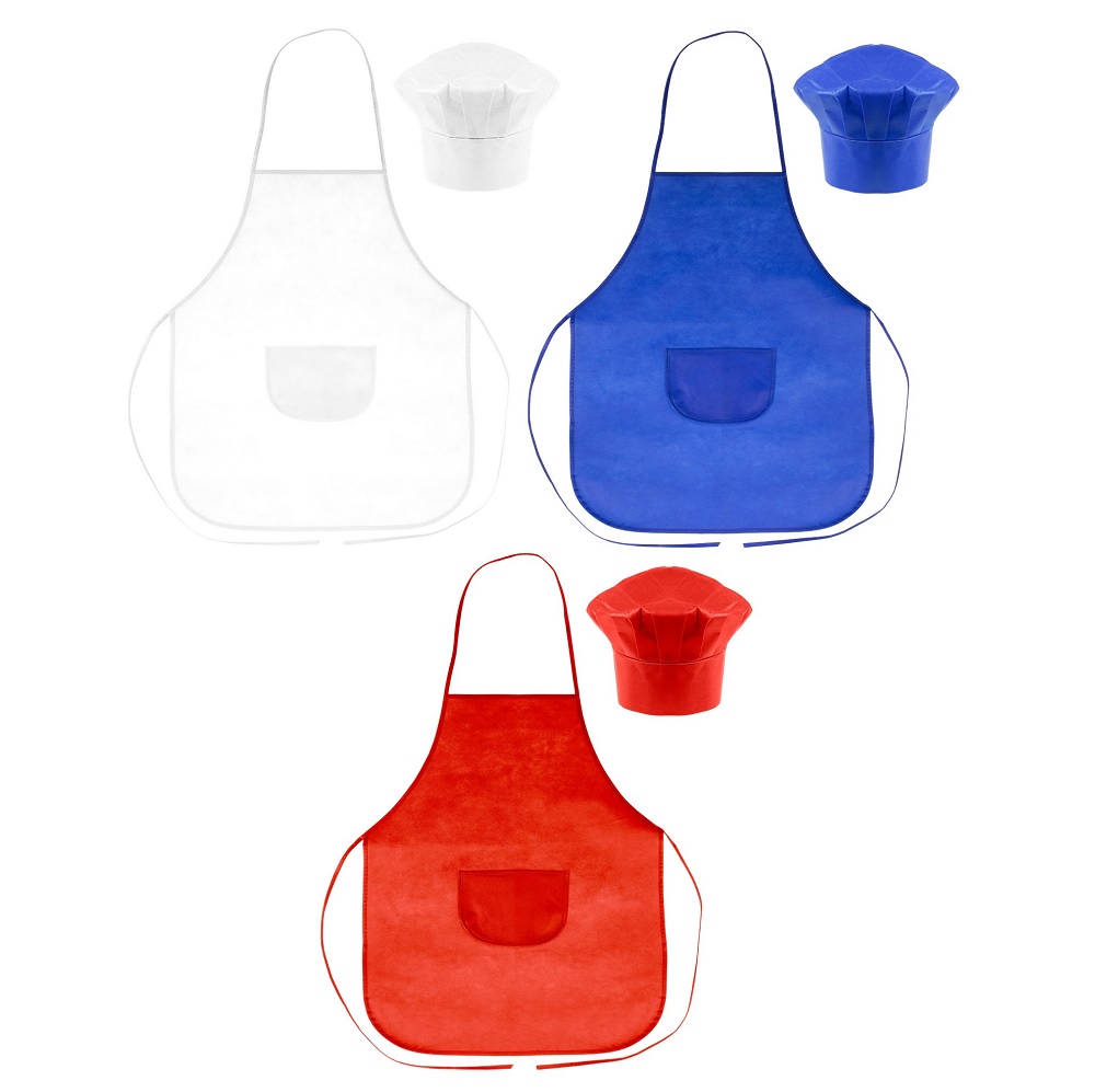 Zestaw małego kucharza, fartuch kuchenny i czapka kucharska, rozmiar dziecięcy Nedina VA063