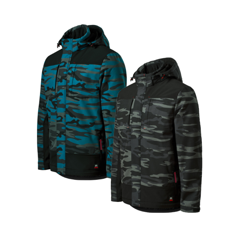 Zimowa kurtka softshellowa męska VERTEX CAMO W56 z nadrukiem logo