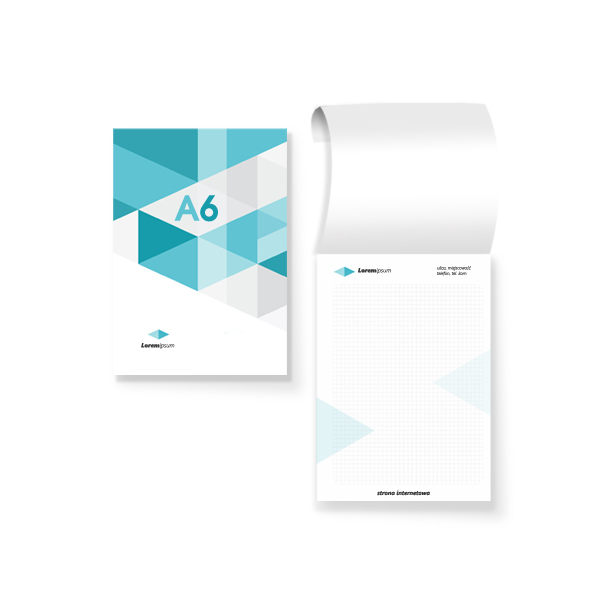 Notesy klejone A6 z okładką (offset) CMYK 4+0 50 kartek