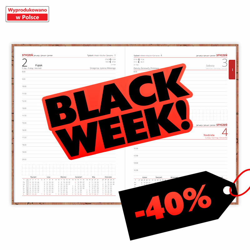 Kalendarz książkowy Dzienny A5 Natura z nadrukiem