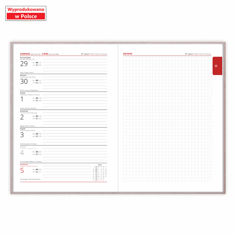 Kalendarz książkowy <b>Tygodniowy z notesem A5 Diamond</b>