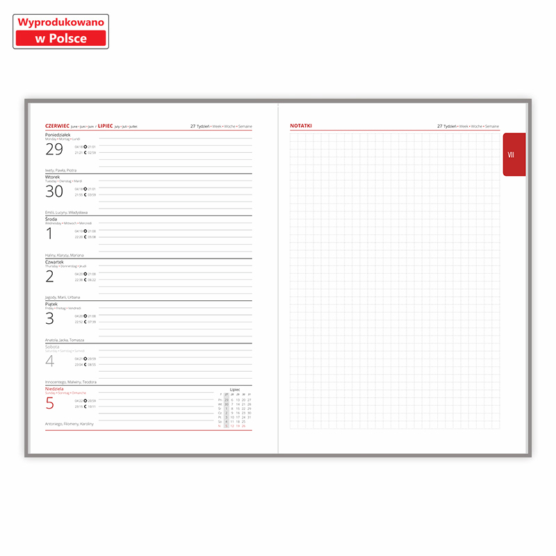 Kalendarz książkowy <b>Tygodniowy z notesem A5 Vivella </b>