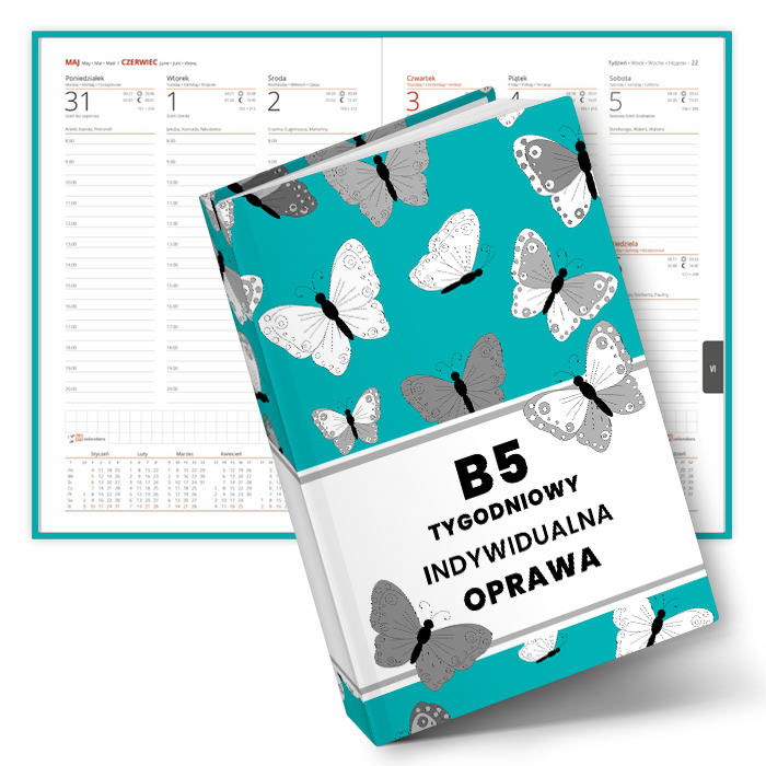 Kalendarz książkowy Tygodniowy ~B5 w oprawie indywidualnej z nadrukiem